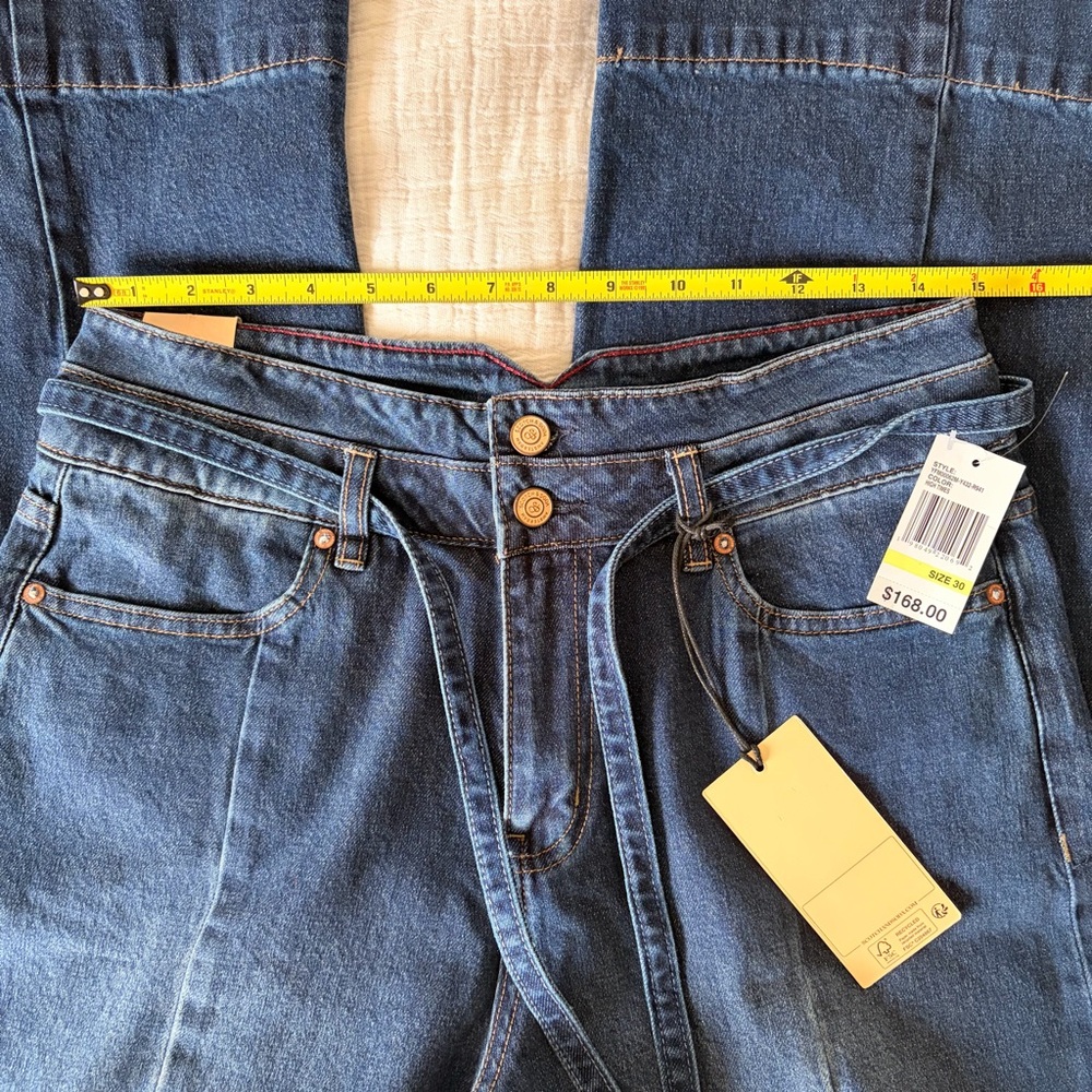 NEW SCOTCH & SODA High waisted Wide Leg COTTON Dark Blue Jeans 31” size 4,12 - Picture 13 of 16